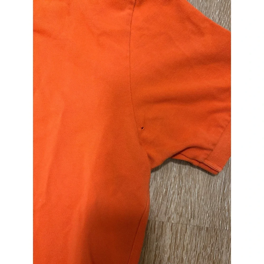 Polo Ralph Lauren Mens Orange Pique Short Sleeve Polo Shirt Green Pony Logo L